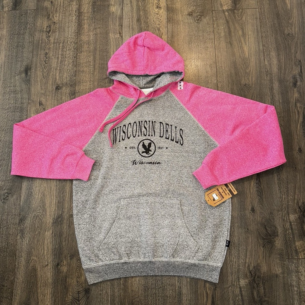 Ragwear USA Women's L Color Block Fleece Hoodie Sweatshirt Wisconsin University